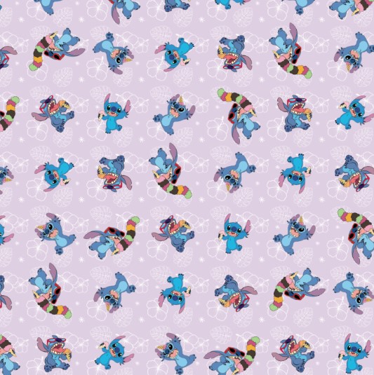 Tecido Microfibra Estampa Digital 0.50 cm - Stitch 11 / Lilás