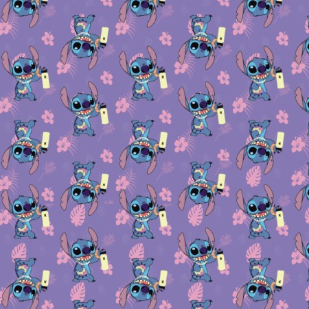Tecido Microfibra Estampa Digital 0.50 cm - Stitch 16 / Roxo
