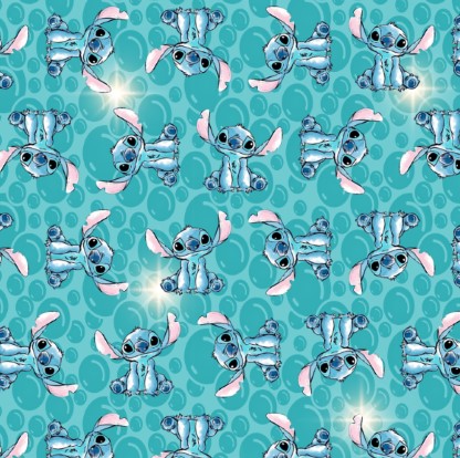 Tecido Microfibra Estampa Digital 0.50 cm - Stitch 23 / Verde Água