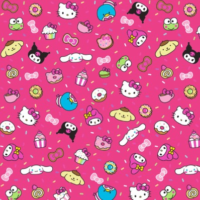 Tecido Microfibra Estampa Digital 0.50 cm - Hello Kitty 8 pink