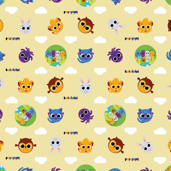 Tecido Microfibra Estampa Digital 0.50 cm - bolofofos 9 amarelo