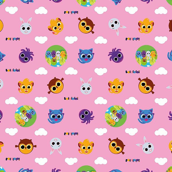 Tecido Microfibra Estampa Digital 0.50 cm - bolofofos 9 rosa