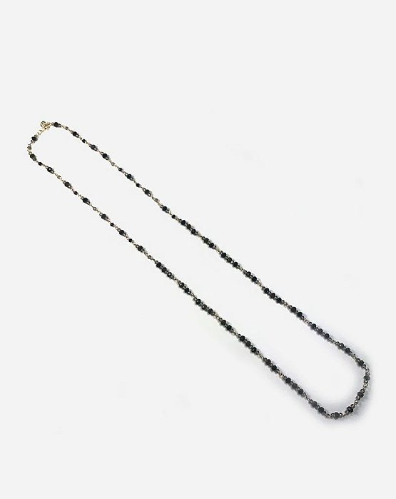 COLAR 1V. DE CRISTAIS AMBAR COM TASSEL MARROM