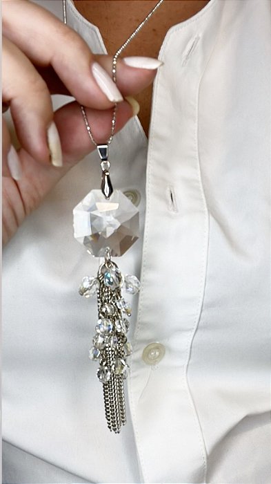 COLAR 1V. NIQUEL COM CASTANHA SWAROVSKI E CRISTAIS FURTACOR