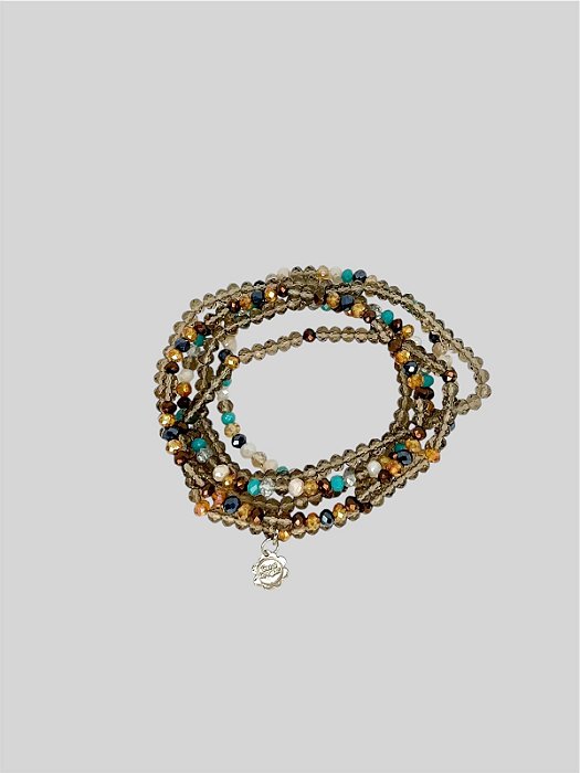PULSEIRA 6V. DE CRISTAIS BLACK DIAMONT E COLORIDOS