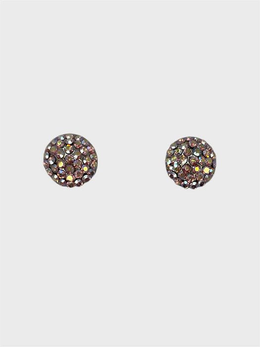 Brinco redondo níquel com strass topaz furtacor