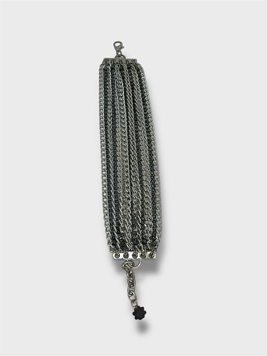 Pulseira de corrente niquel e strass de metro black diamont