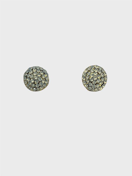 Brinco redondo niquel com strass white opal furtacor