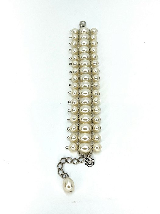 Pulseira de corr. niquel com pérolas diversas