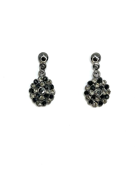 Brinco grafite com strass black diamont, jet hematite e jet