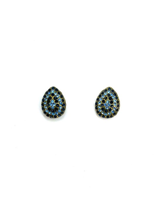 Brinco gota o. velho com strass azul montana e lt safira