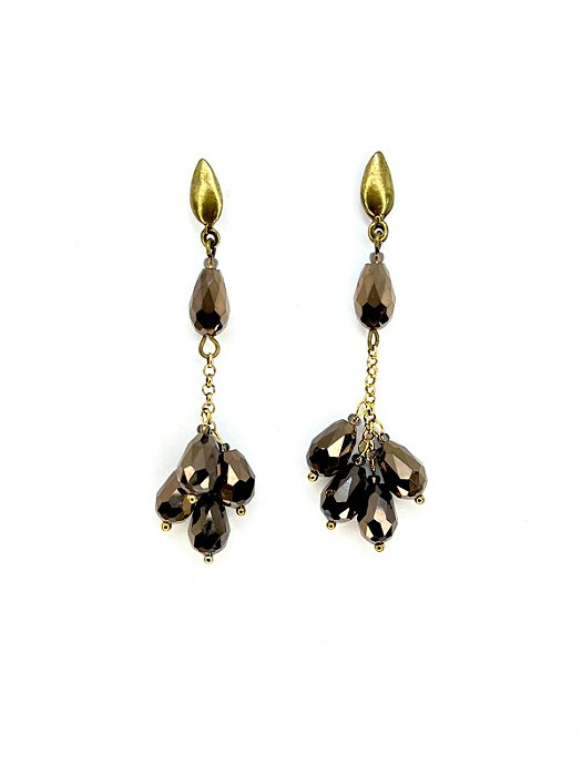 Brinco o. velho com gotas de cristal bronze