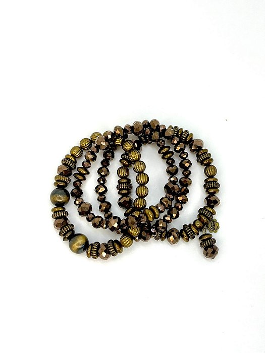 Pulseira 4v. de abs o. velho e cristais metalizados