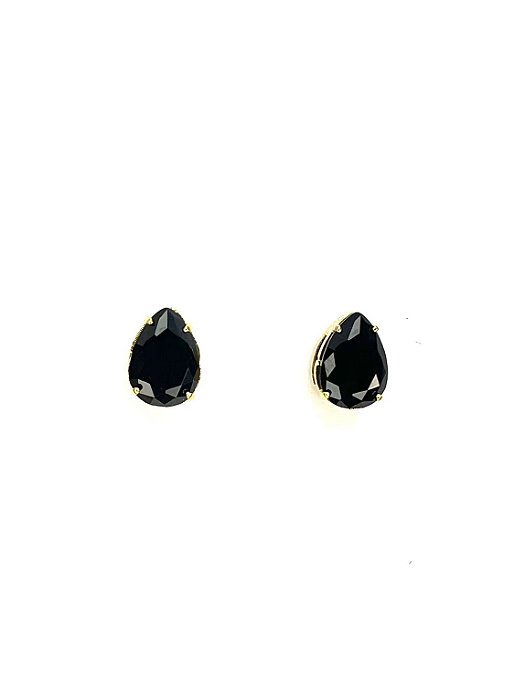 Brinco gota com zirconia preta