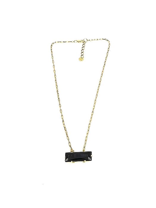 Colar 1v. de corr. dourada c/ ping. retangular swarovski