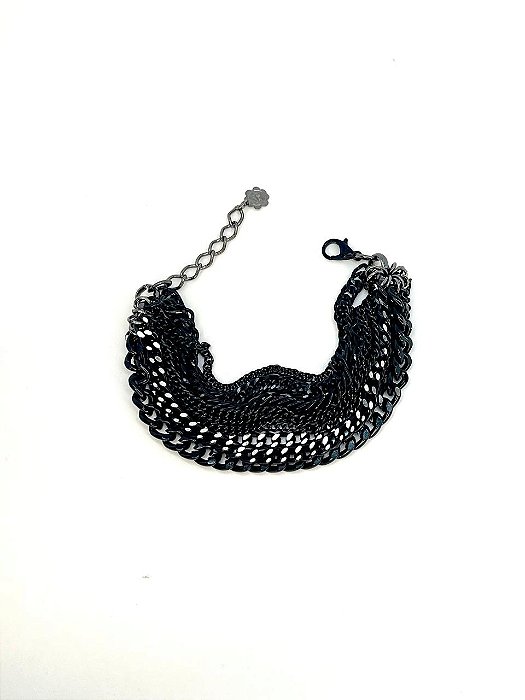 Pulseira 11v. de correntes de aluminio pretas