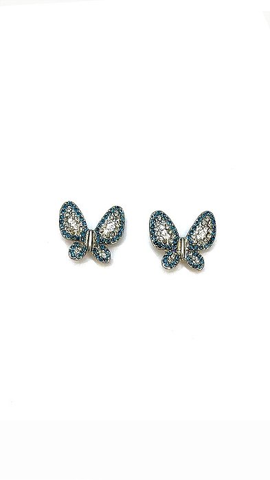 Brinco borboleta niquel com strass montana, black e cristal