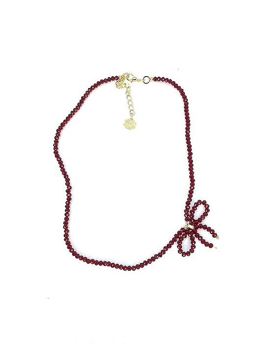 Chocker de minicristais com laço na lateral