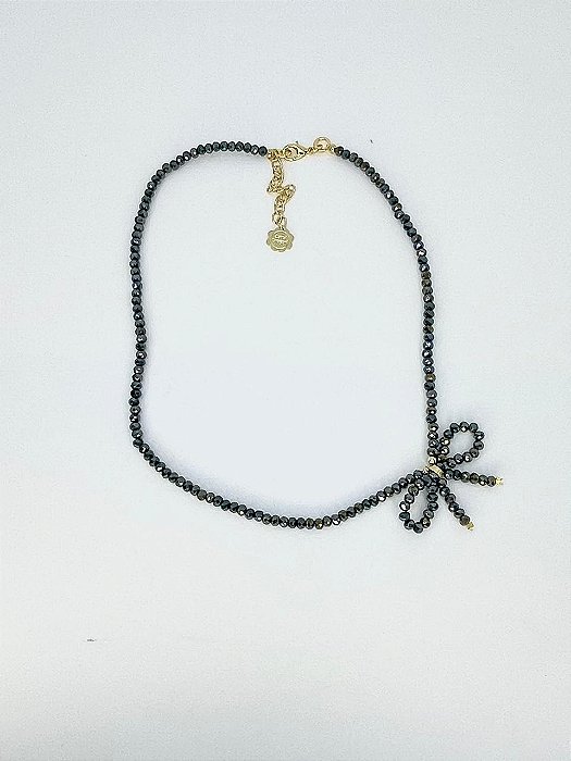 Chocker de minicristais com laço na lateral