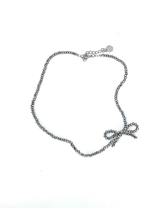 Chocker de minicristais com laço na lateral