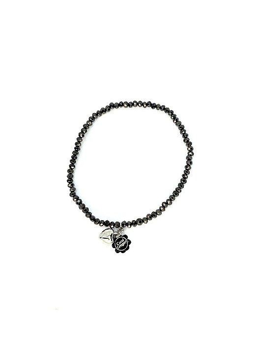 Pulseira 1v. de minicristais e pingente coração