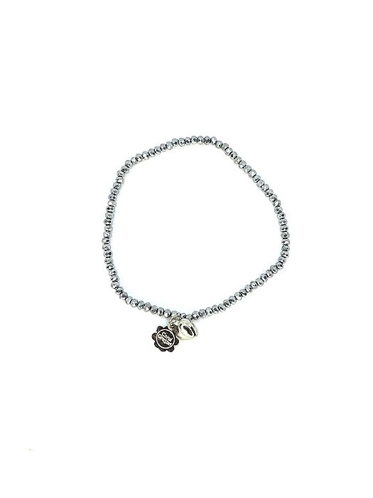 Pulseira 1v. de minicristais e pingente coração