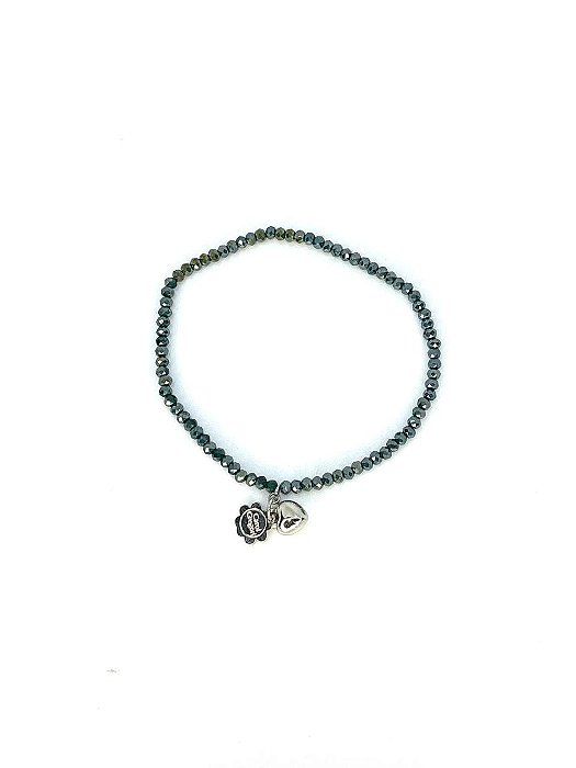 Pulseira 1v. de minicristais e pingente coração