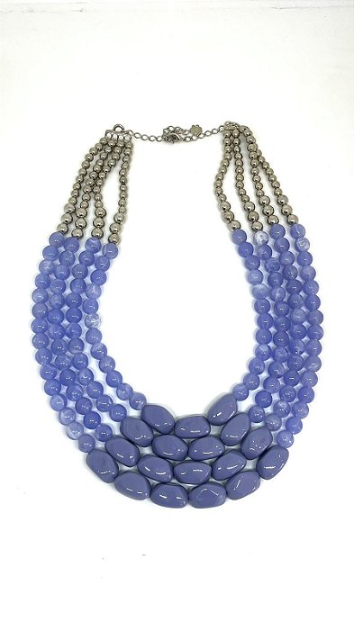 Colar 4v. de resinas azuis e abs niquel