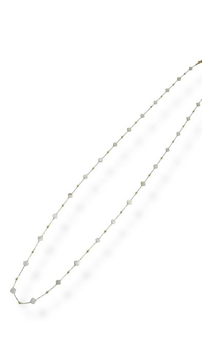 Colar 1v. de cascalho pedra da lua e cristais tons claros