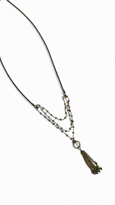 Colar 1v. de corr. rabo de rato o. velho com cristais furtacor