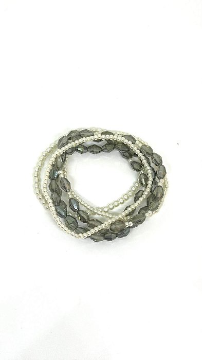 Pulseira 6v. de cristais ovais furtacor e perolinhas