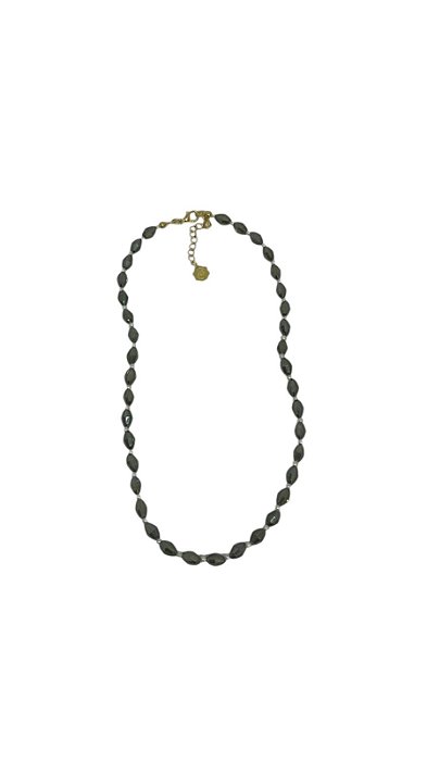 Colar 1v. de cristais ovais furtacor e perolinha