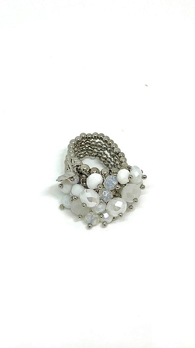 Anel 4v. niquel com cristais brancos