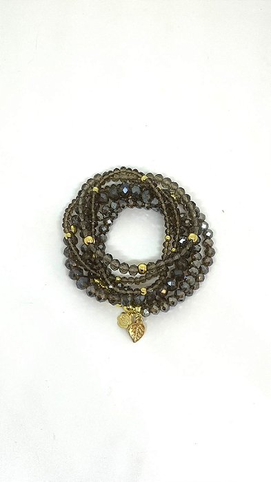 Pulseira 6v. de cristais fumê transparente e irisados