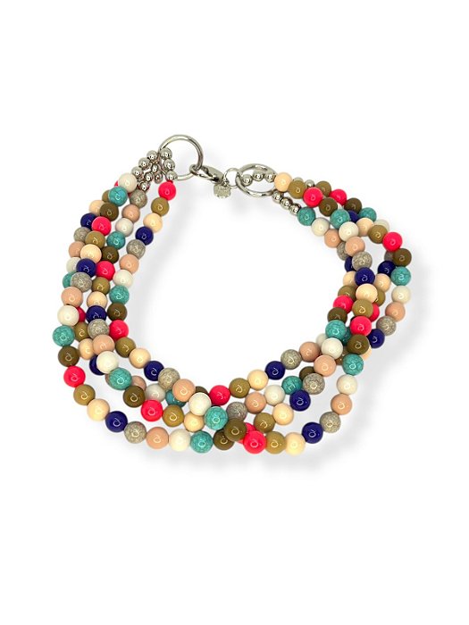 Colar 4v. de bolas de resina bem coloridas