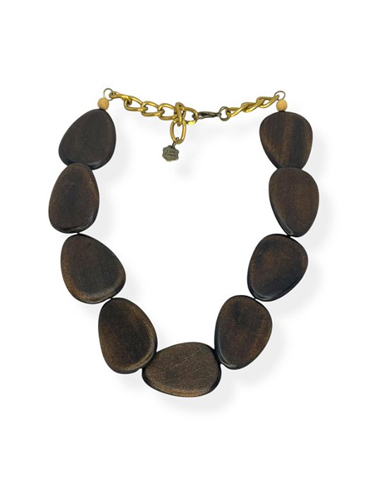 Colar 1v. de peças de madeira escura