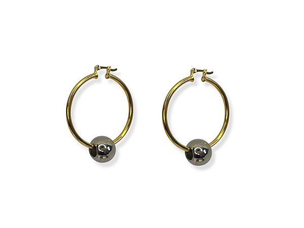 Argola dourada com entremeio abs níquel