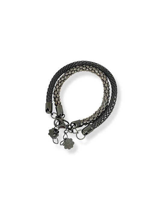 Pulseira 2v. de correntes grafite