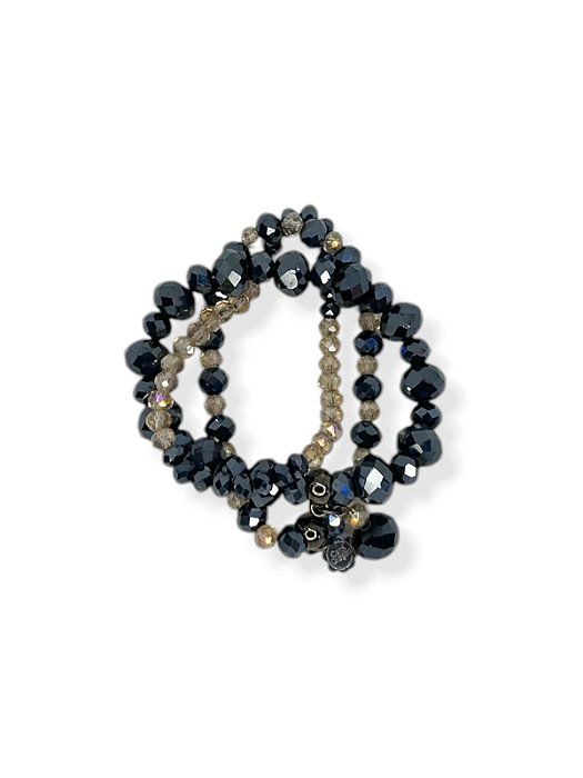 Pulseira 3v. de cristais azul noite e lt colorad