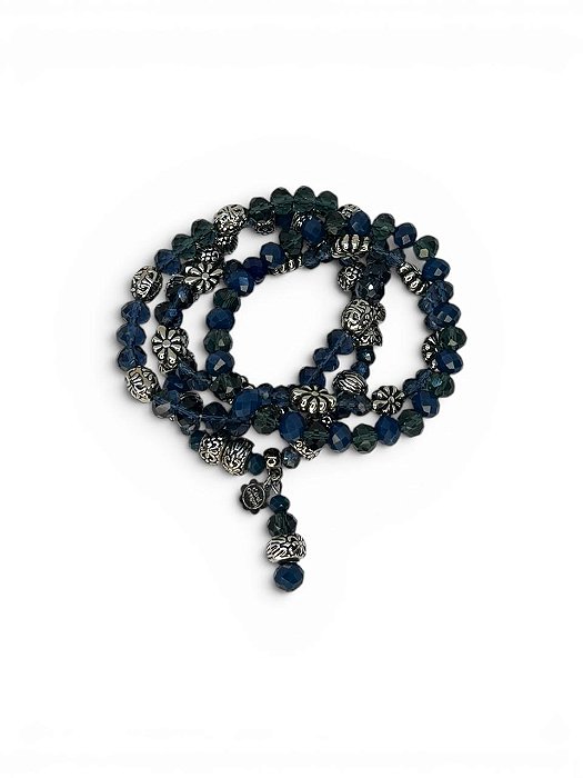 Pulseira 4v. de cristais azuis e abs níquel velho