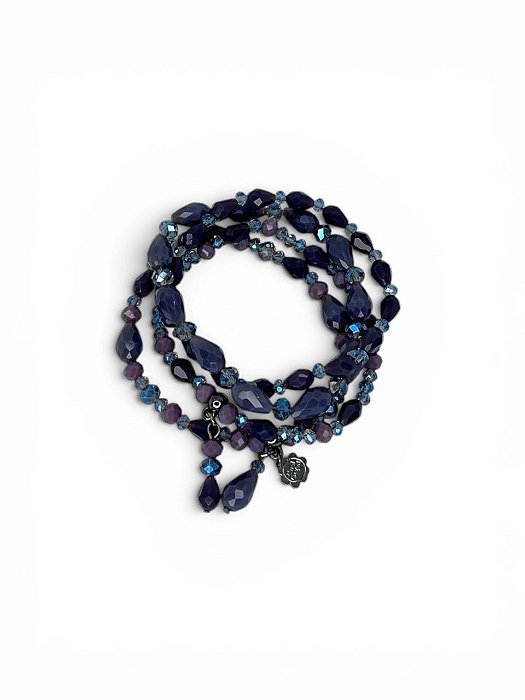 Pulseira 4v. de cristais lilas e azul
