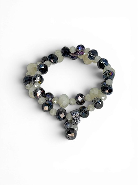 Pulseira 2v. de cristais off white e grafite