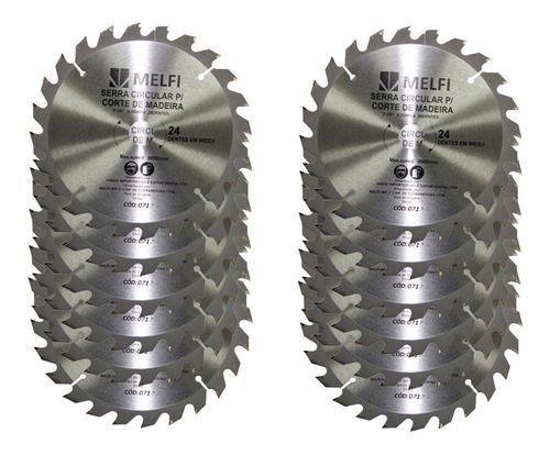 Kit 05 Disco Serra Circular 7 1/4" x 20mm com Widea nos 24 dentes para corte de Madeira, MDF, Plasticos etc