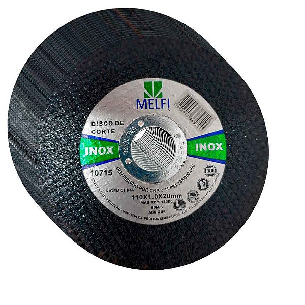 Kit Disco Extra Fino 110 X 1,0 X 20mm no de Corte Inox/Metalon/Aluminio e utilizado na Serra Mármore Eixo de 20,0mm