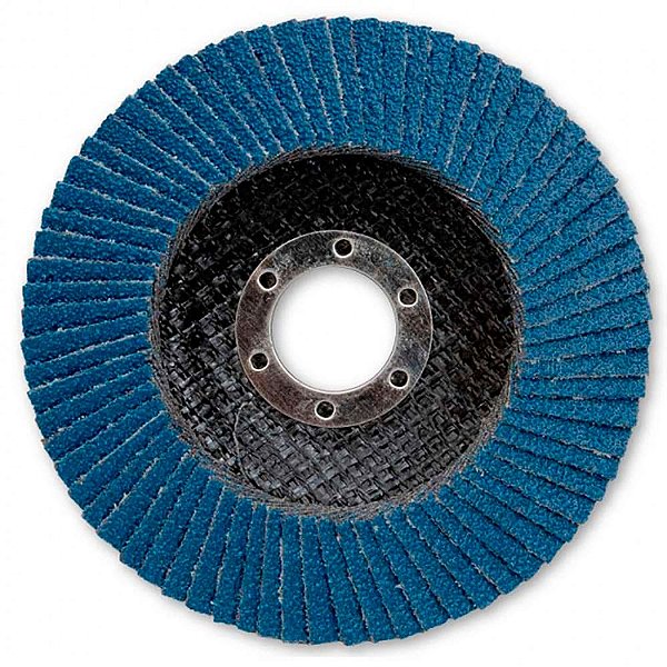 Kit Disco Flap Cônico Zirconio 115x22,2mm Gr 120 Alto Rendimento no Desbaste de Superfície Metálica