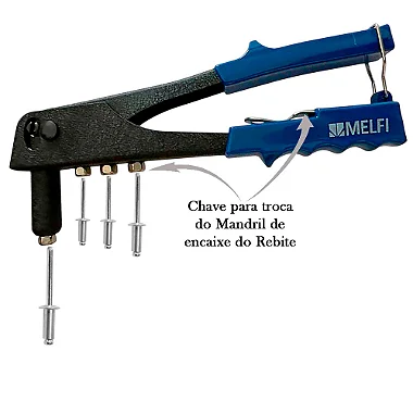 Kit 06 Alicate Rebitador 9 1/2" Manual para 4 Medidas Rebites 2,4mm - 3,2mm - 4,0mm e 4,8mm