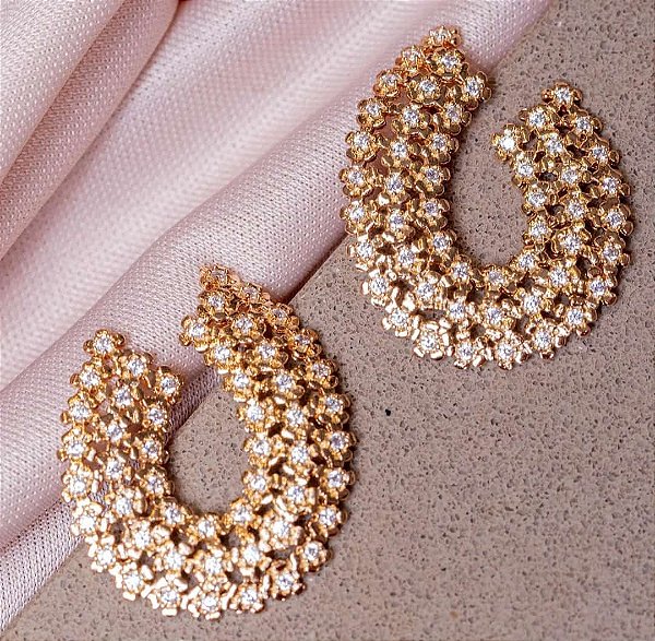 Brinco Frontal Florzinhas Cravejadas