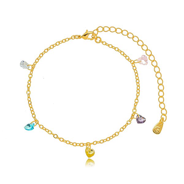 Pulseira Corações Cristais Color