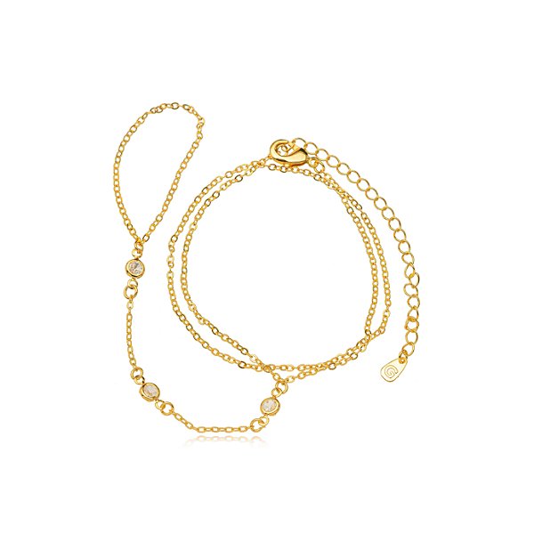 Pulseira de Mão Cristais Redondos