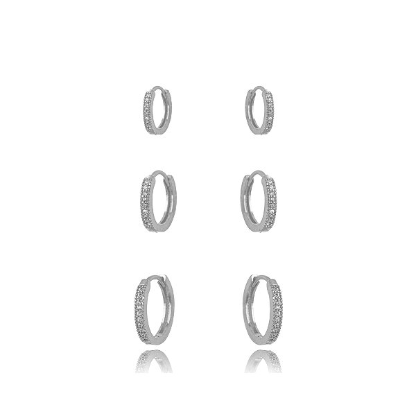 Brinco Trio Argola Micro Zircônia